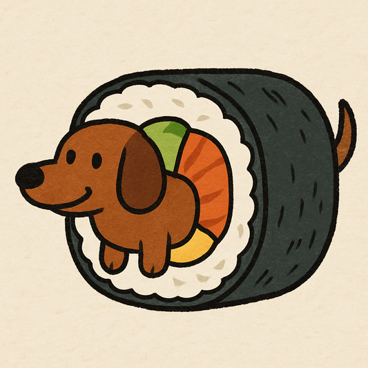 sausage dog sushi t-shirt - chocolate